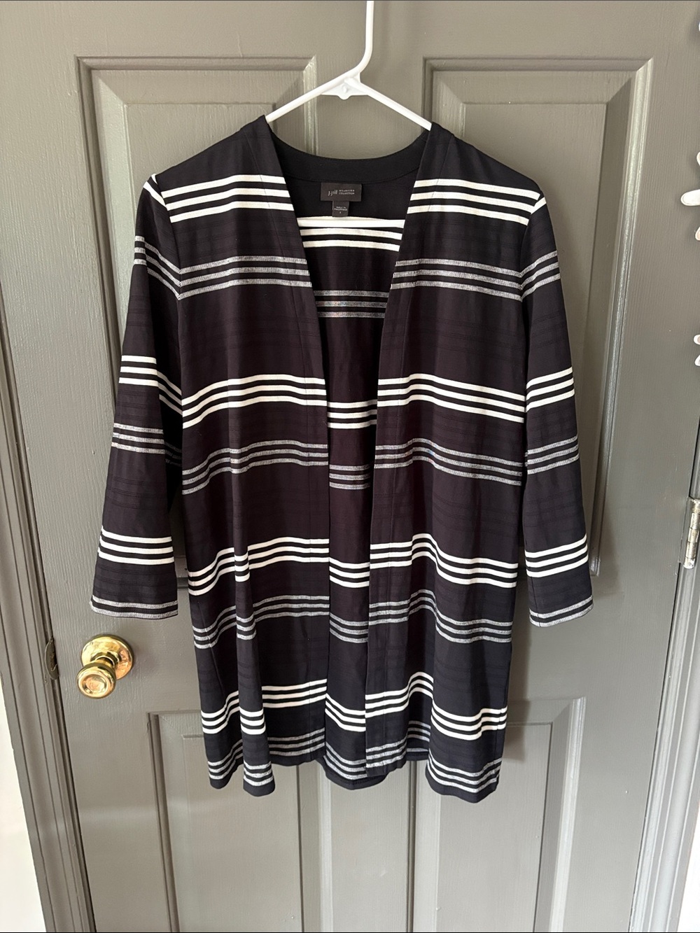 J. Jill Wearever Open Front Striped Cardigan